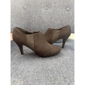 IMPO Stretch Black Suede Ankle Boots Heeled Zip‎ Size 8